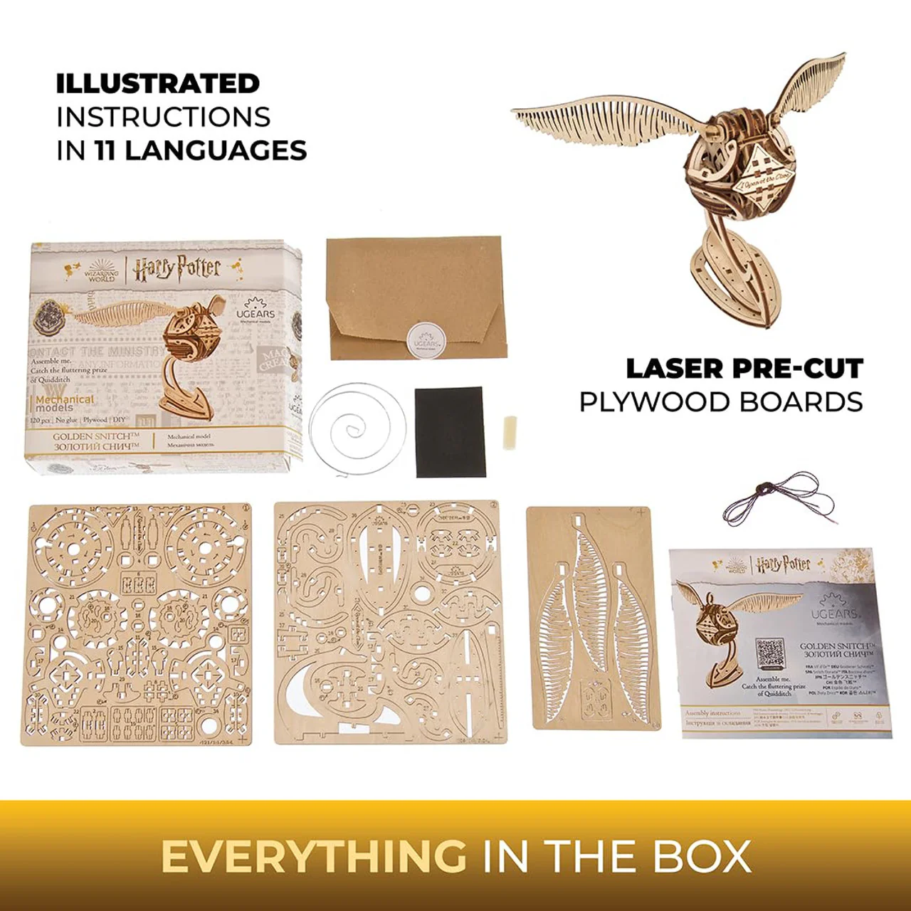 Ugears Rakennussarja Harry Potter Golden Snitch - Image 4