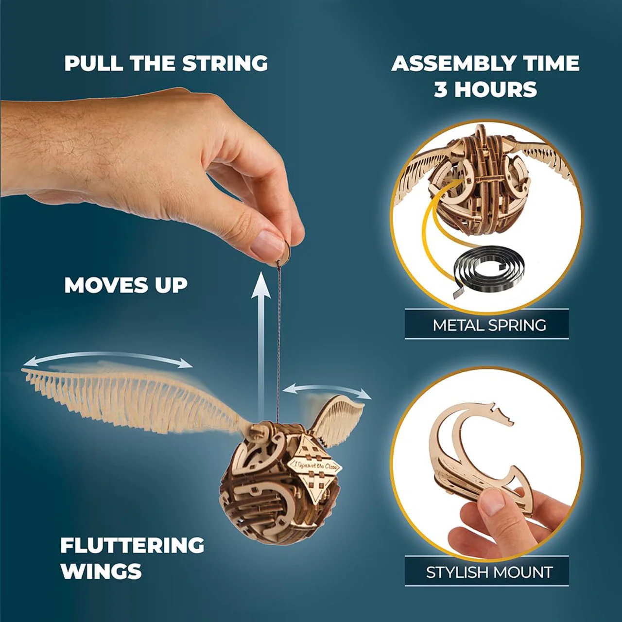 Ugears Rakennussarja Harry Potter Golden Snitch - Image 5